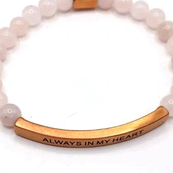 Always In My Heart White Acrylic Beaded Stretchy Bracelet - Picture 5 of 5